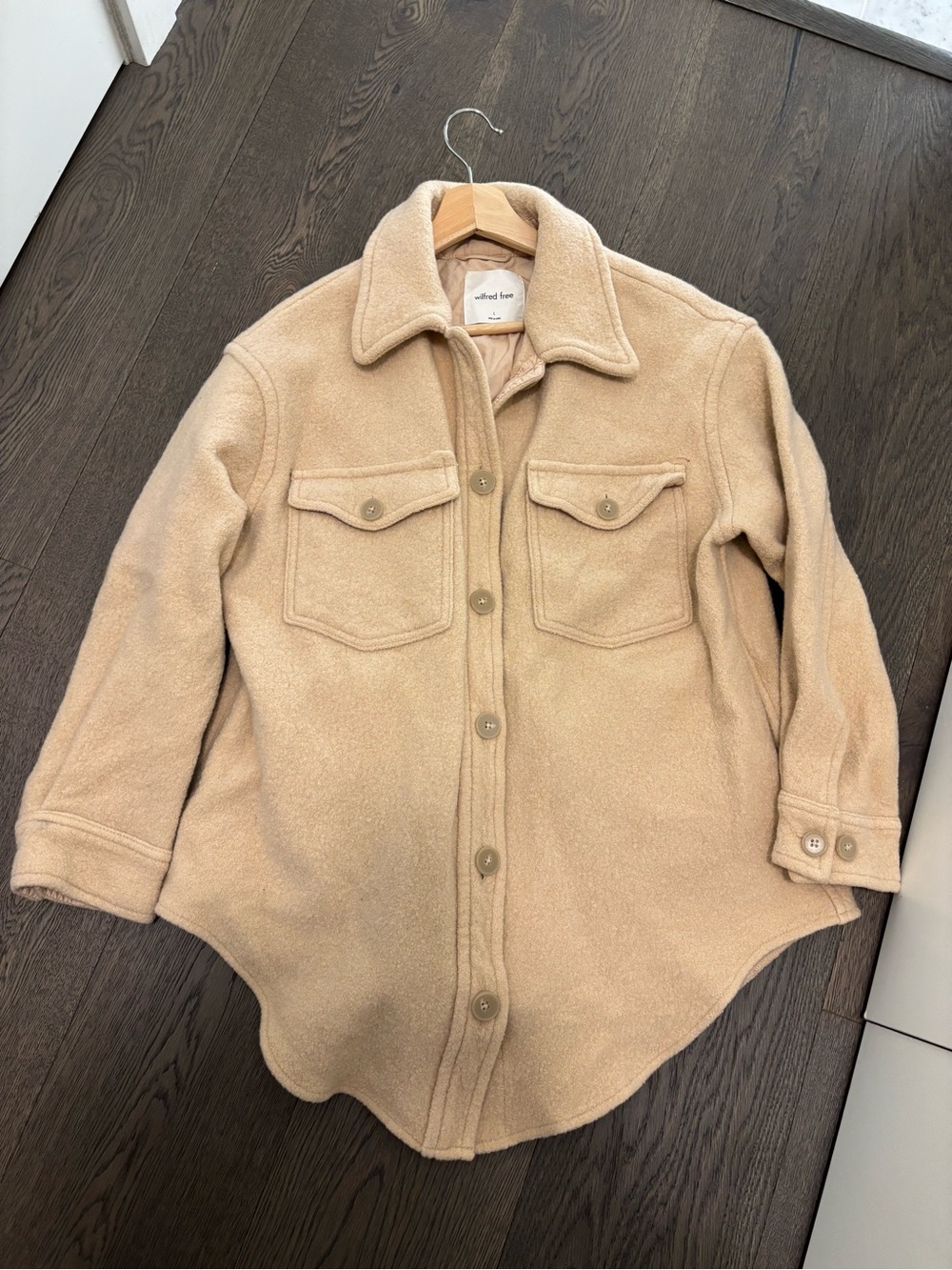 Aritzia Wilfred Free Oversized Merino Wool Shacket Button Jacket
